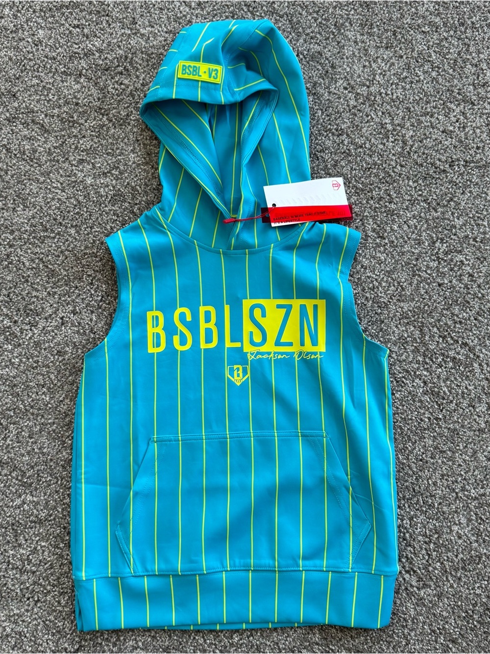 BL101 Sleeveless Hoodie - Teal with Yellow Logo